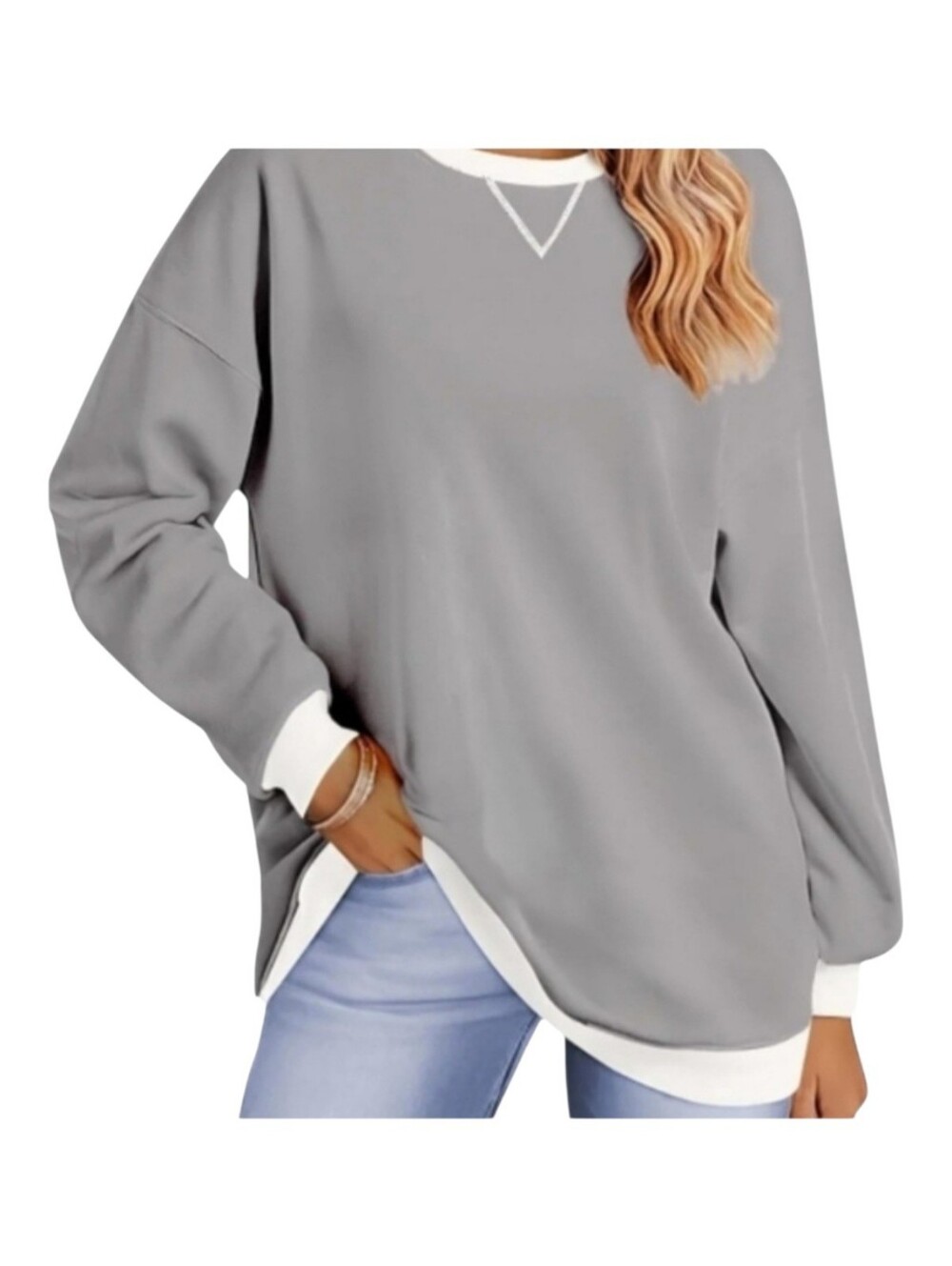 Fantaslook. Gray and White Oversized Sweatshirt. Sizes: S, XL & 2X. NWT.
